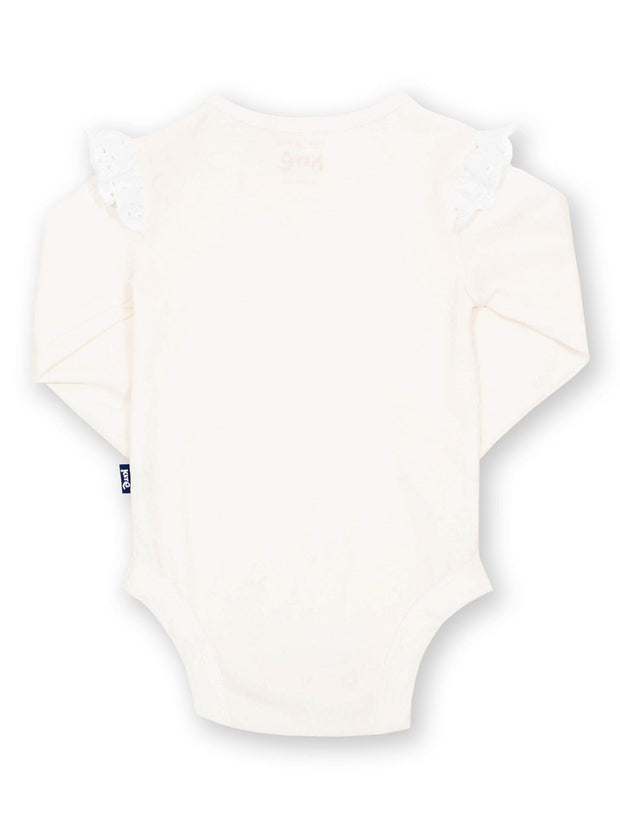 Kite - Baby Girls organic broderie bodysuit cream - Single jersey with a little bit of stretch - Popper openings