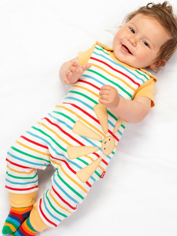 Kite - Baby organic rising sun dungarees rainbow - Appliqué design - Popper openings