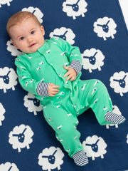 Kite - Baby organic puppy pals sleepsuit green - Y-shaped popper opening