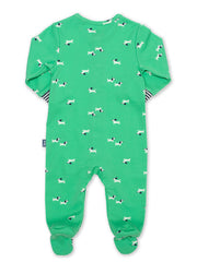 Kite - Baby organic puppy pals sleepsuit green - Y-shaped popper opening