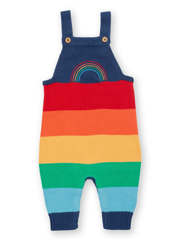 Kite - Baby organic rainbow knit dungarees - Embroidery detail - Adjustable straps with coconut buttons