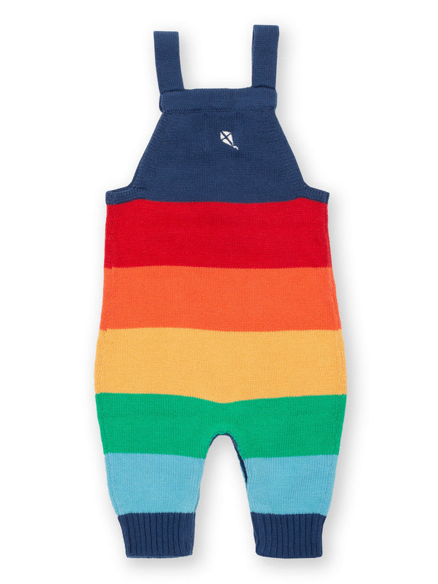 Kite - Baby organic rainbow knit dungarees - Embroidery detail - Adjustable straps with coconut buttons