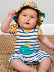 Kite - Baby organic whaley good dungarees navy blue - Appliqué design - Adjustable straps with coconut buttons