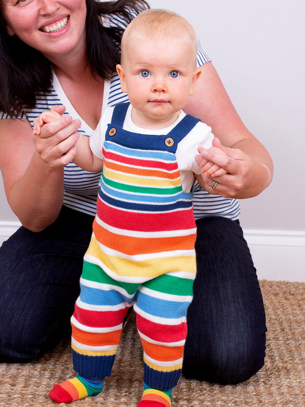 Rainbow knit dungarees