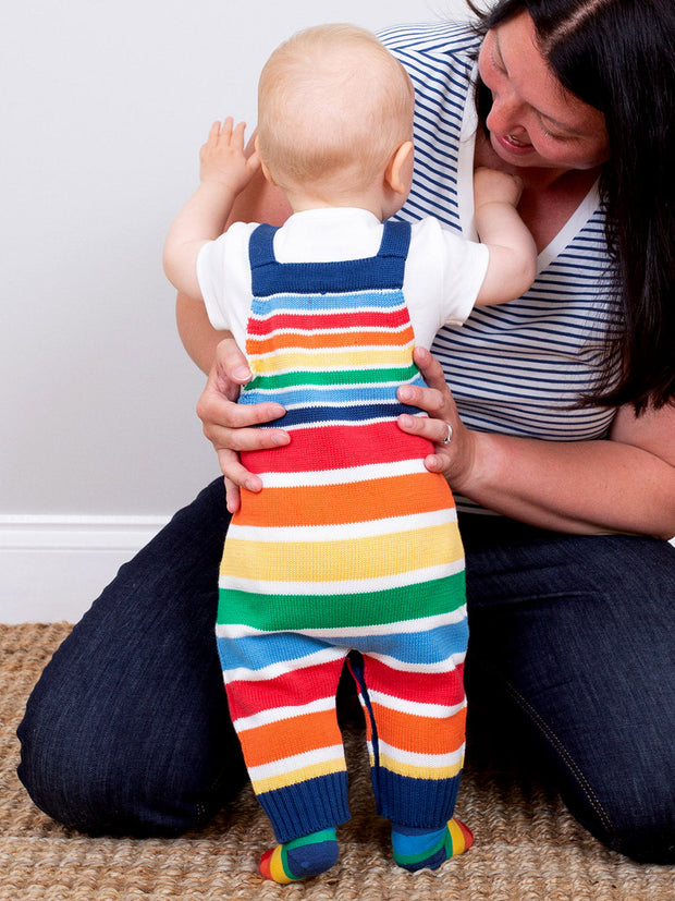 Rainbow knit dungarees